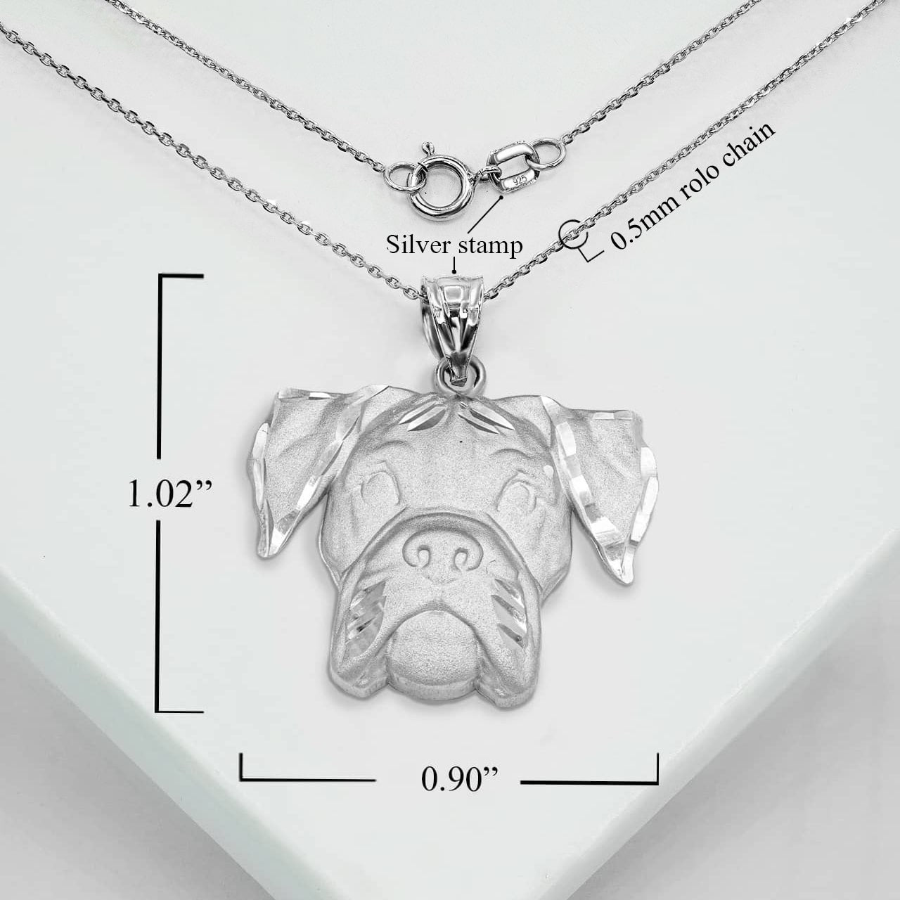 Silver Dog Boxer Pendant Necklace, view 3