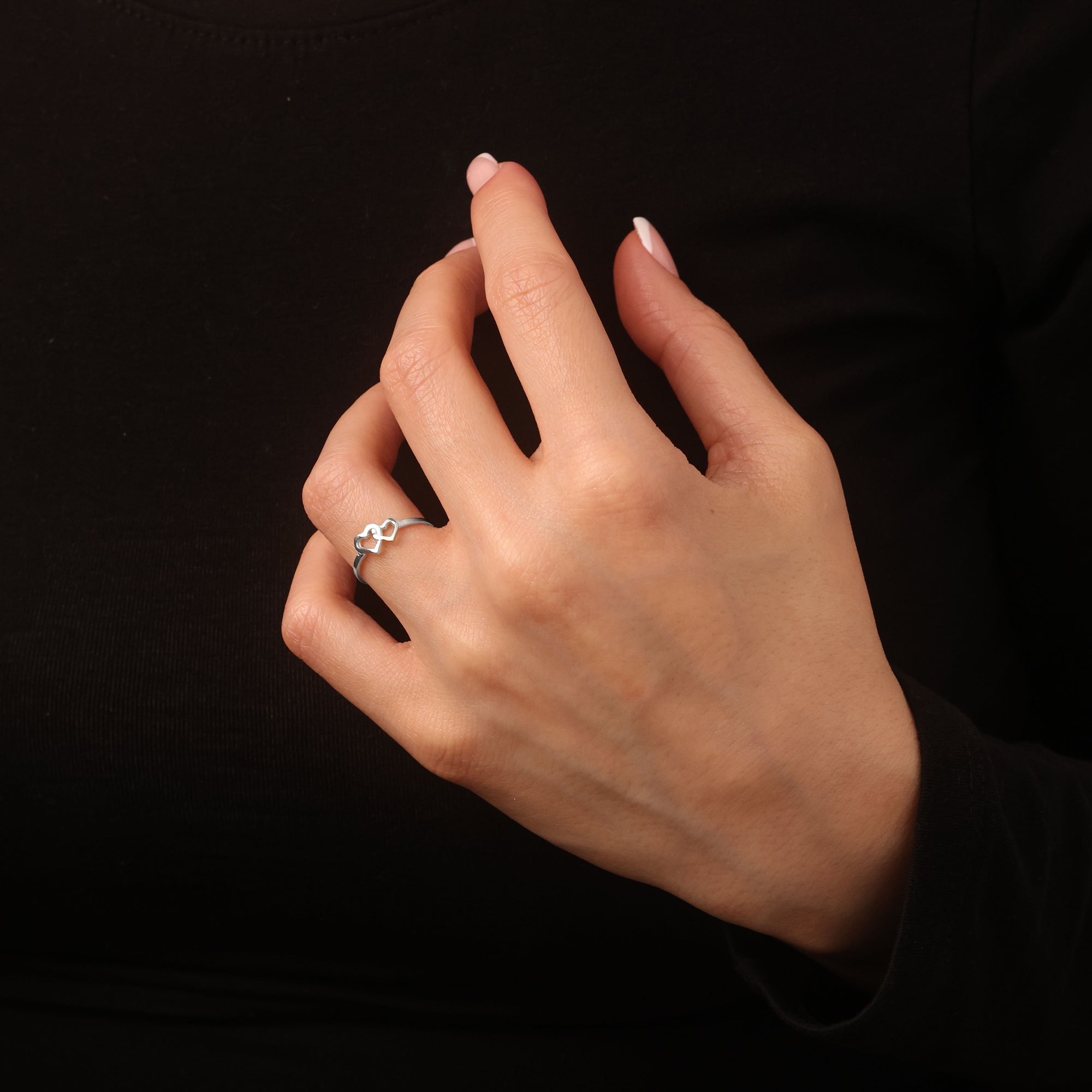 Silver Double Heart Ring, view 2