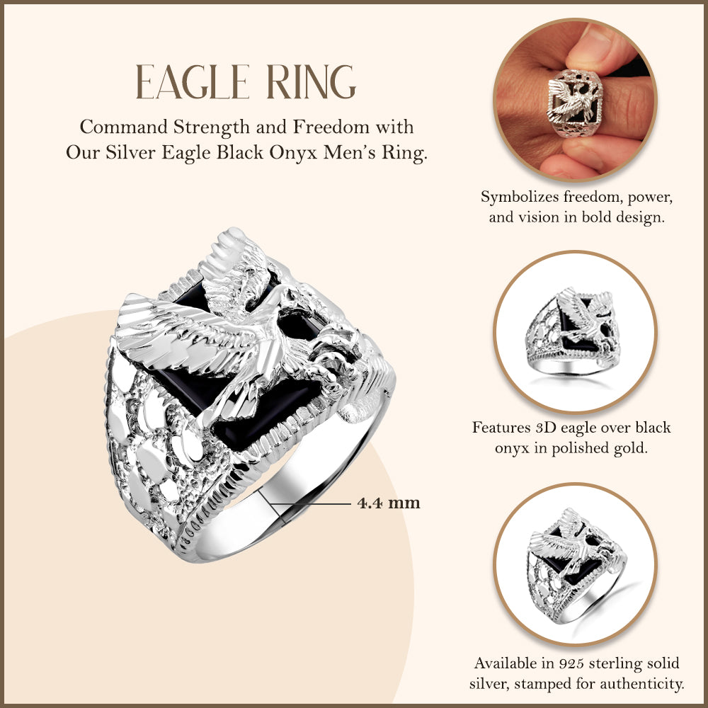 Silver Eagle Black Onyx Ring, view 3