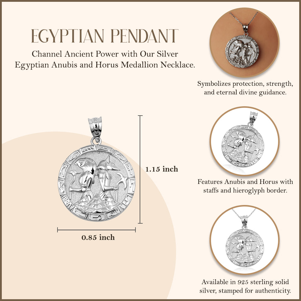Silver Egyptian Anubis and Osiris Medallion Necklace, view 3
