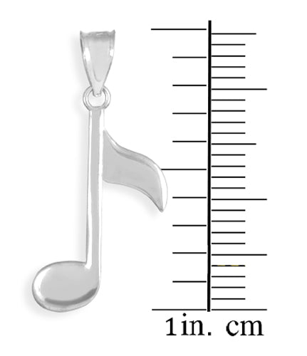 Silver Eighth Note Pendant Necklace, view 3