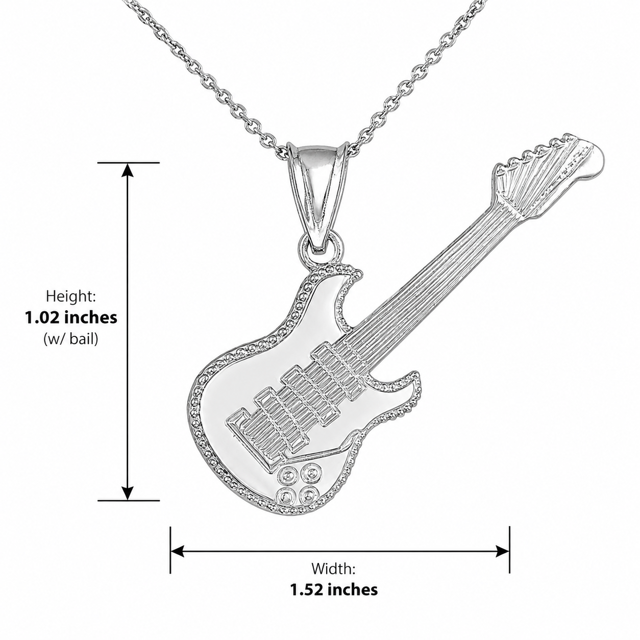 Silver Electric Guitar Pendant Necklace, view 2