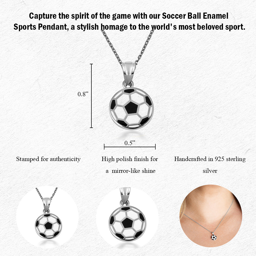 Silver Enamel Soccer Ball Necklace, view 4
