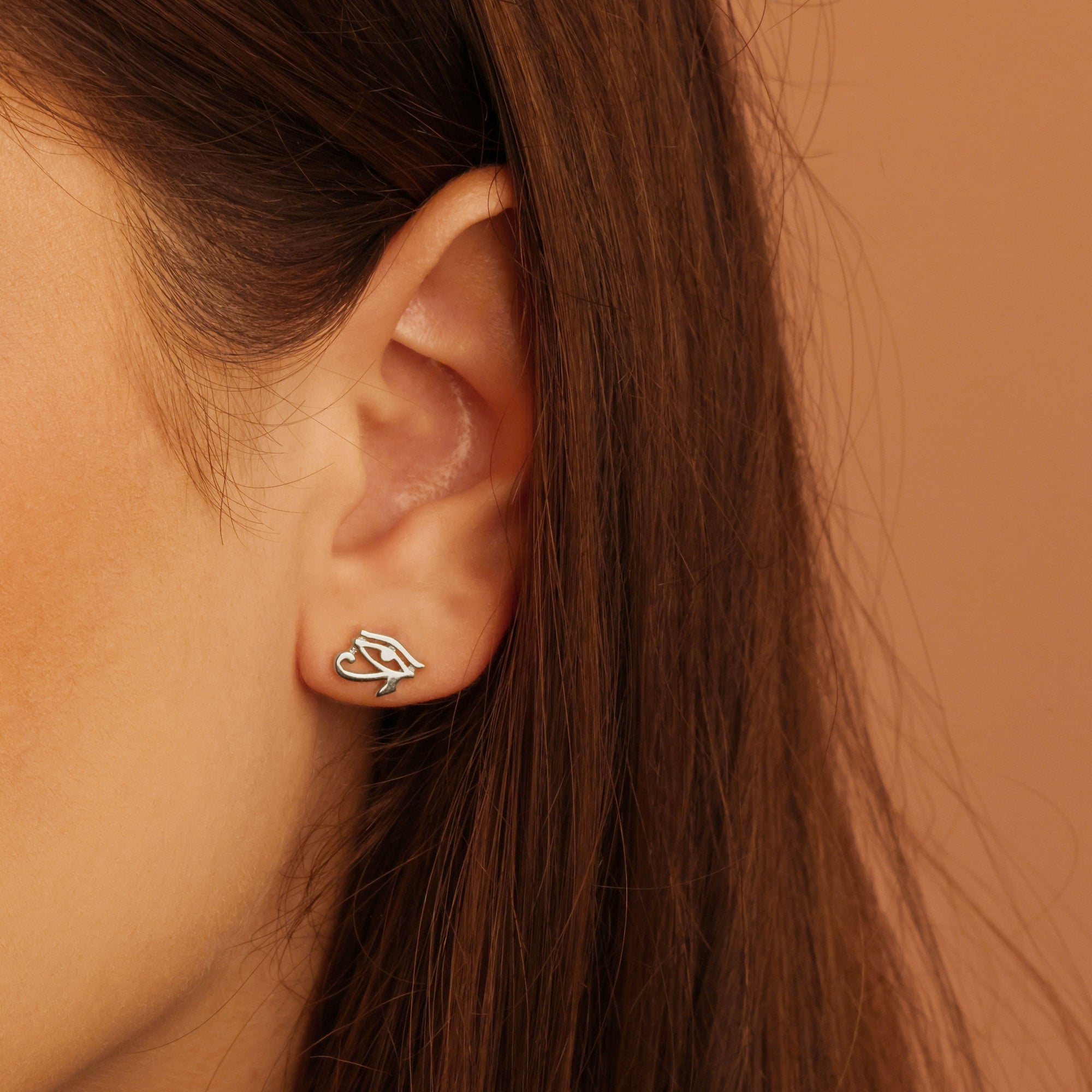 Silver Eye of Horus Stud Earrings, view 2
