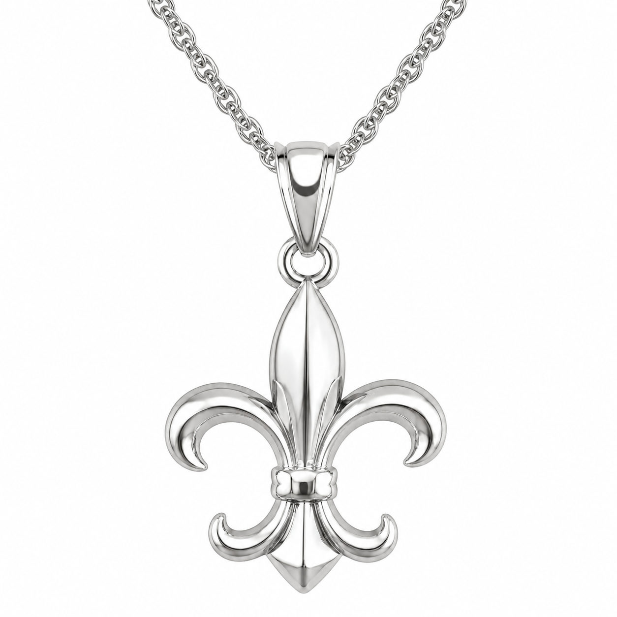 Silver Fleur-de-Lis Charm Pendant, view 3
