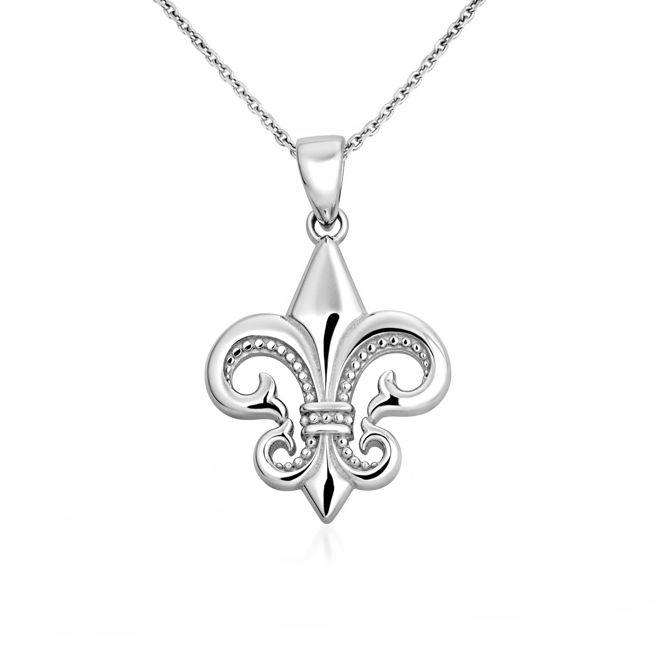 Silver Fleur De Lis Pendant Necklace, view 4