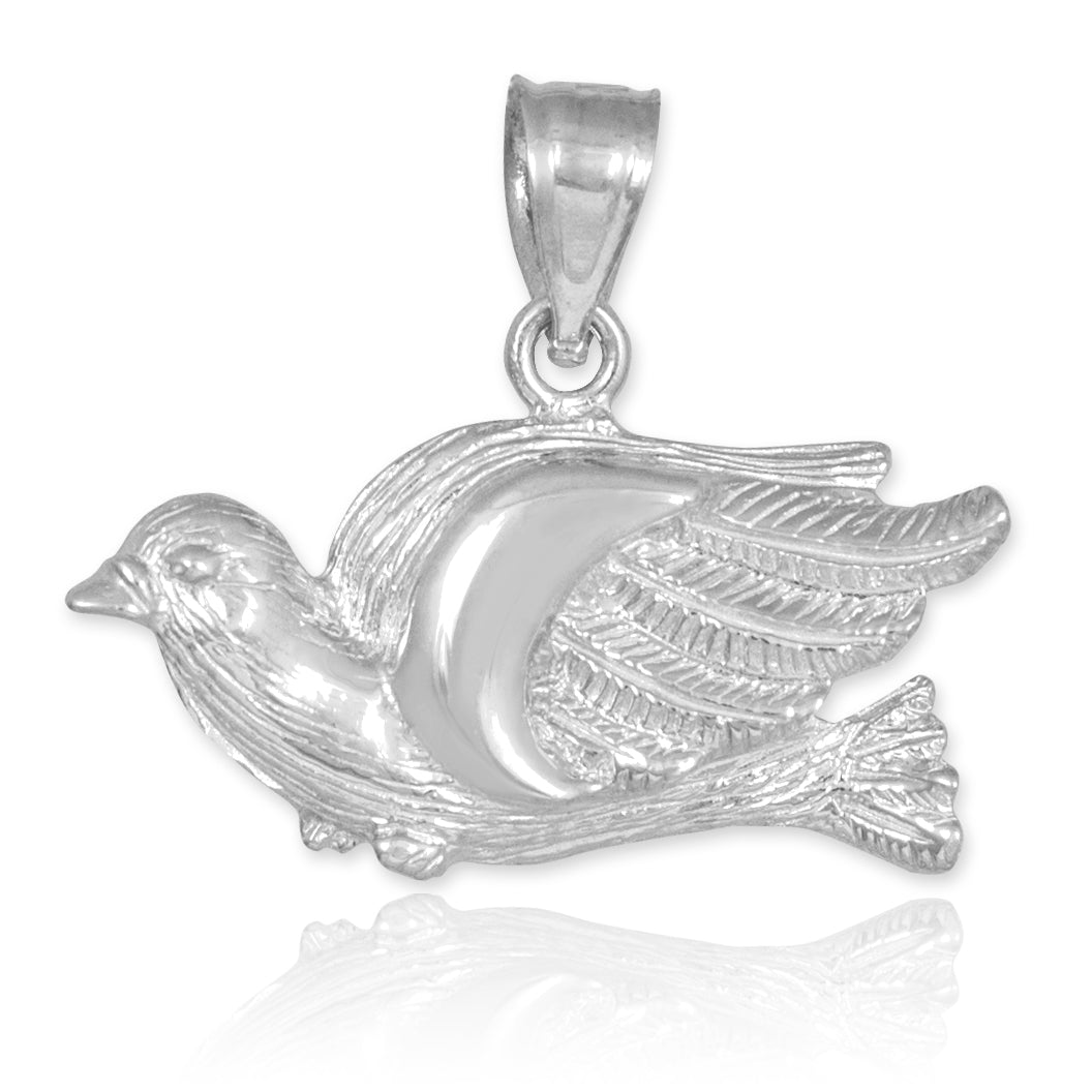 Silver Flying Dove Pendant Necklace, view 2