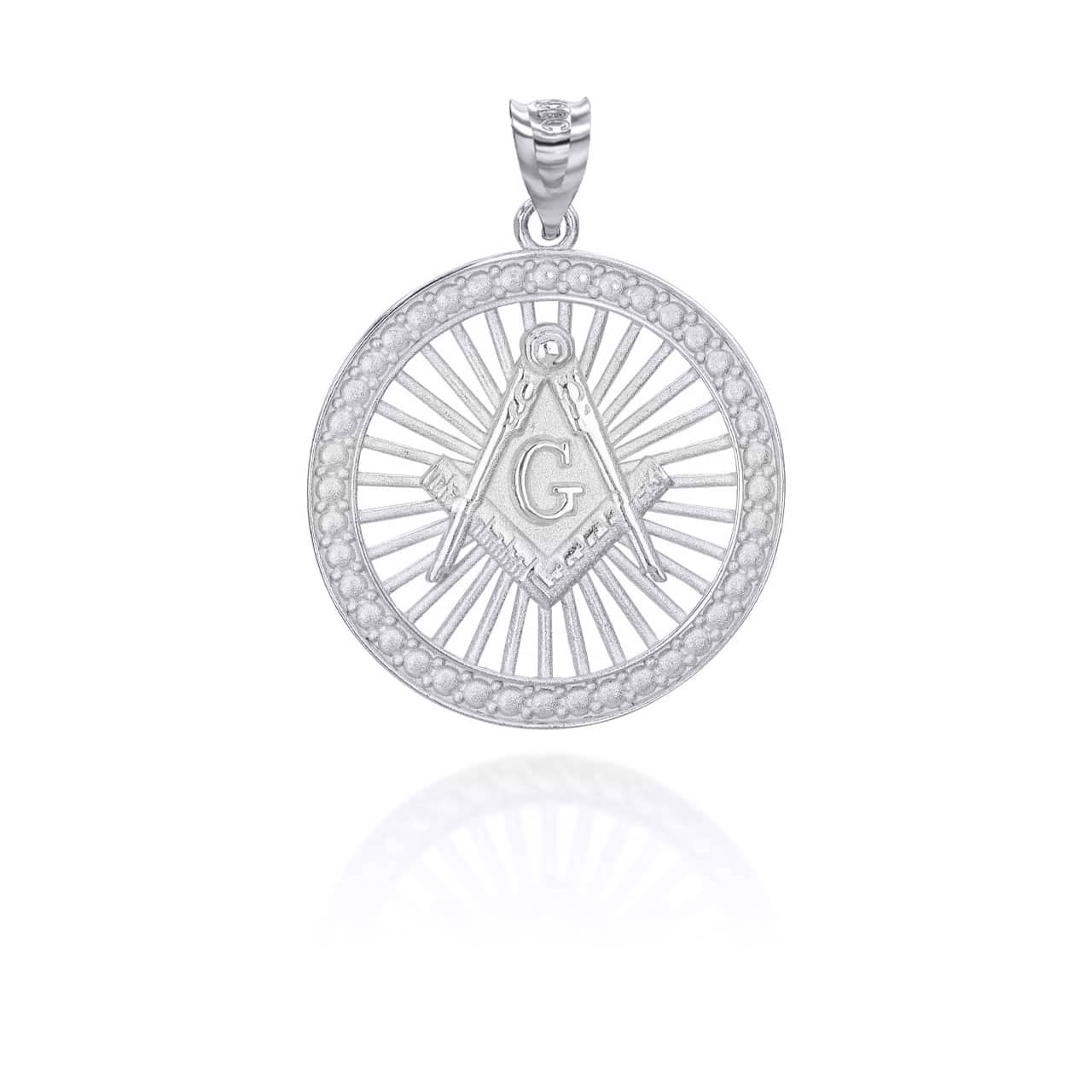 Silver Freemason Square and Compasses Illuminated Pendant Necklace