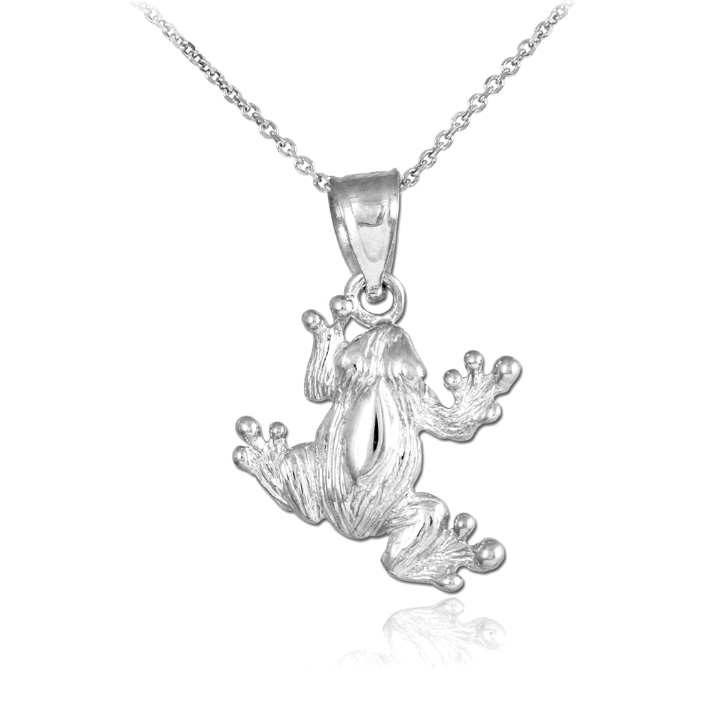 Silver Frog Charm Pendant Necklace
