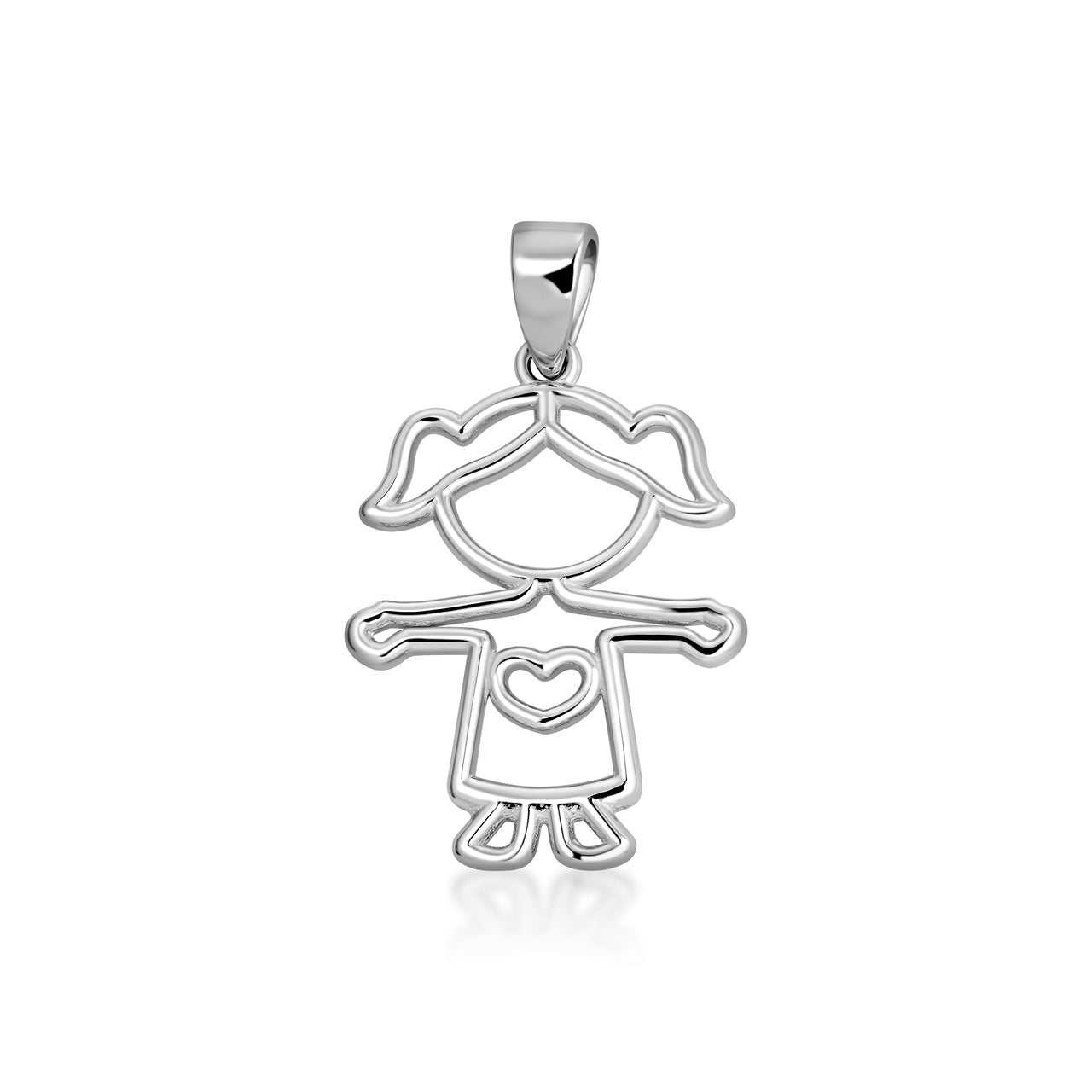 Silver Girl Love Cut-Out Kids Pendant Necklace