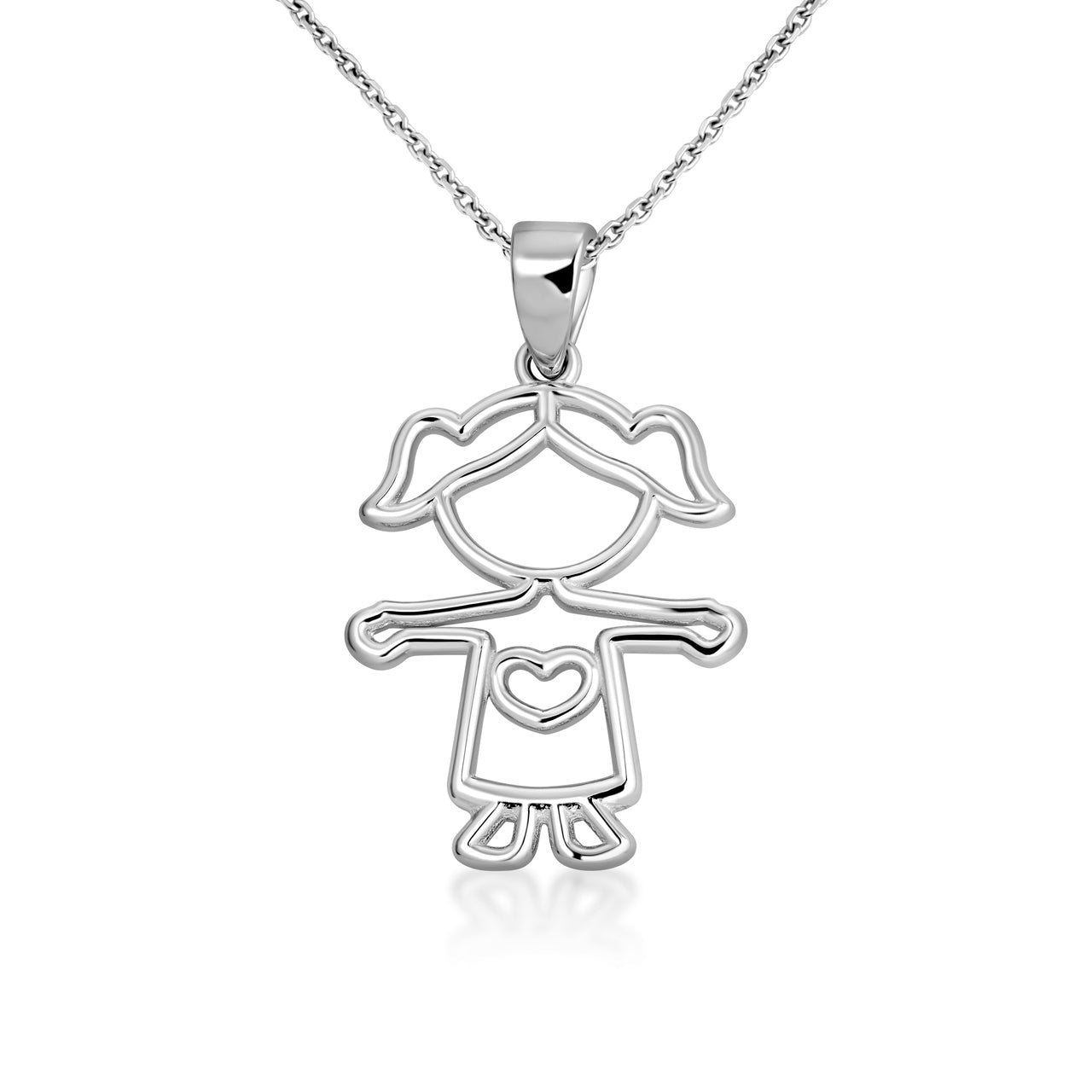 Silver Girl Love Cut-Out Kids Pendant Necklace, view 4