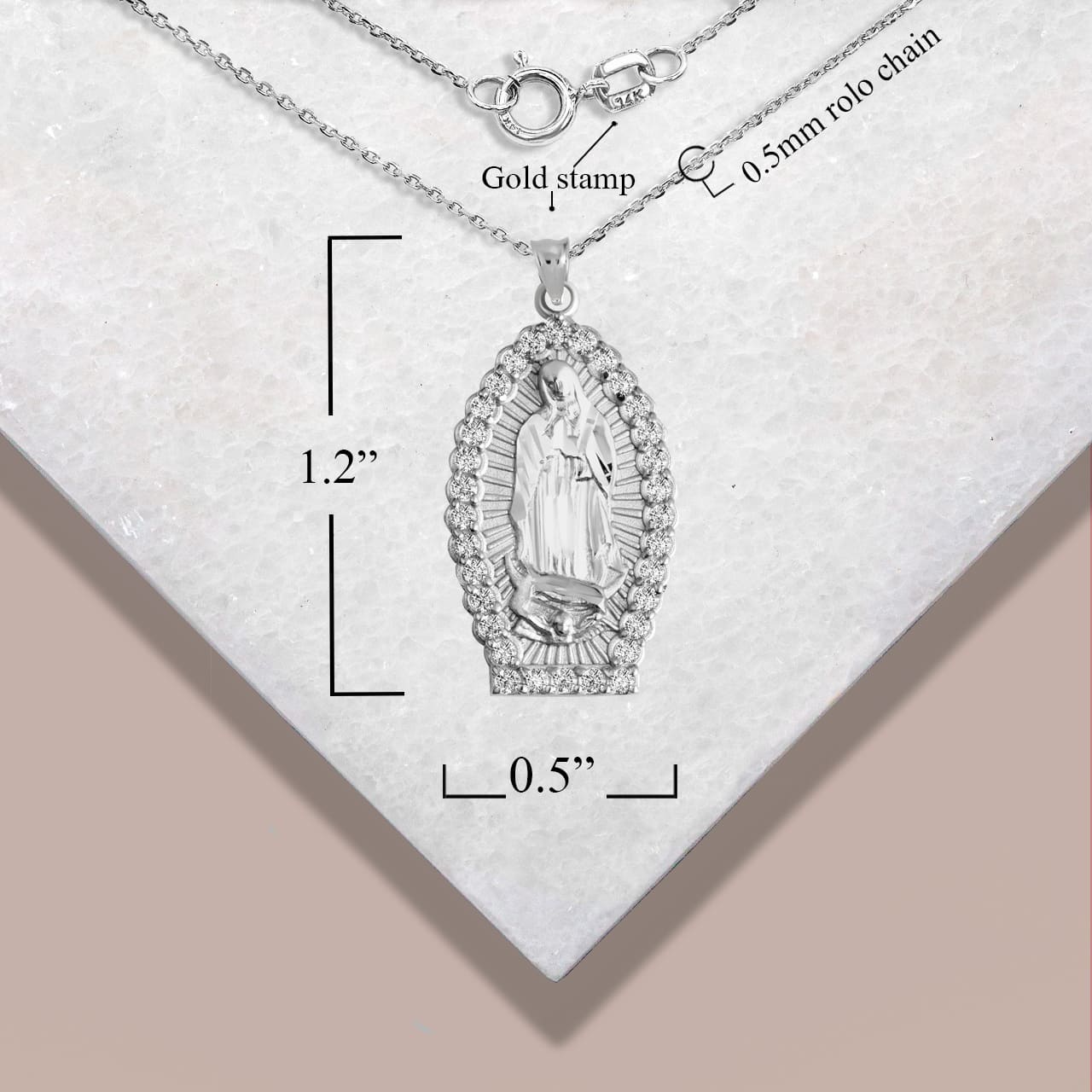 Silver Guadalupe Illuminated Pendant Necklace, view 3