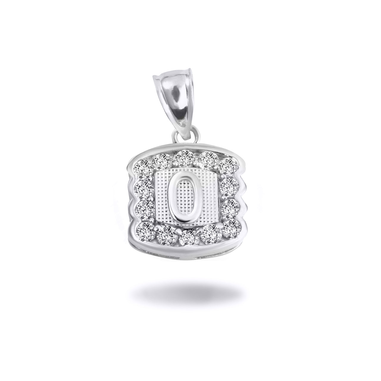 Silver Hammered CZ Initial Letter Pendant Necklace, view 19
