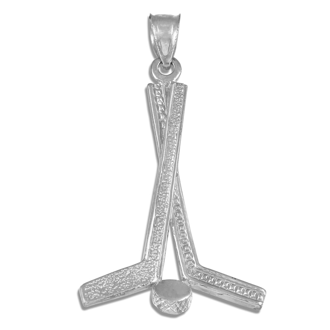 Silver Hockey Sticks Sports Pendant Necklace, view 2