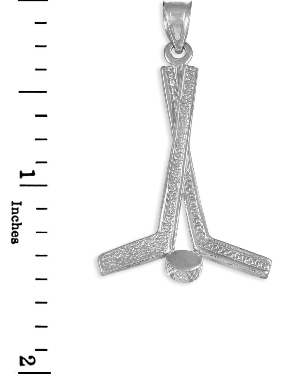 Silver Hockey Sticks Sports Pendant Necklace, view 3