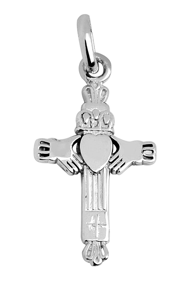 Silver Irish Claddagh Cross Pendant