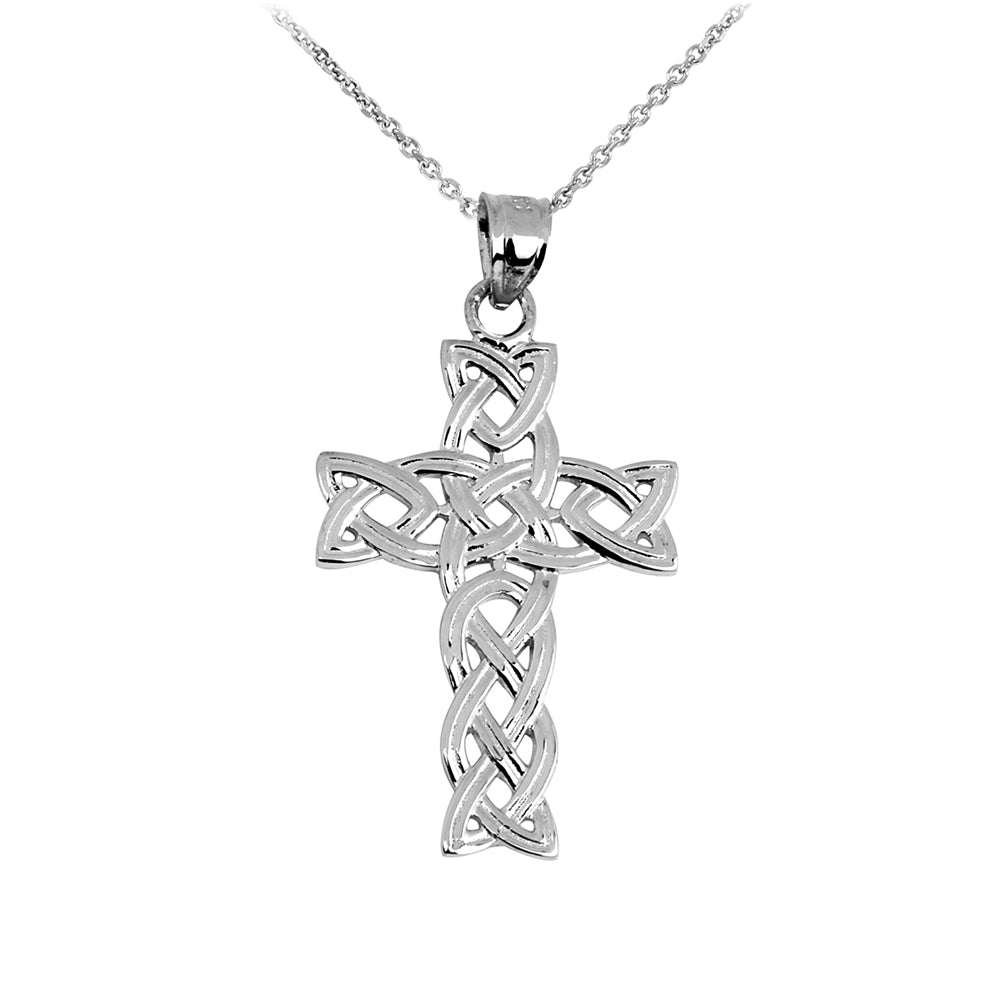 Silver Irish Trinity Cross Pendant Necklace