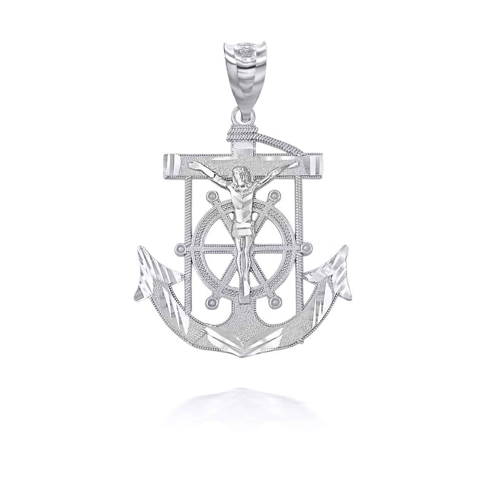 Silver Jesus Mariner Pendant Necklace