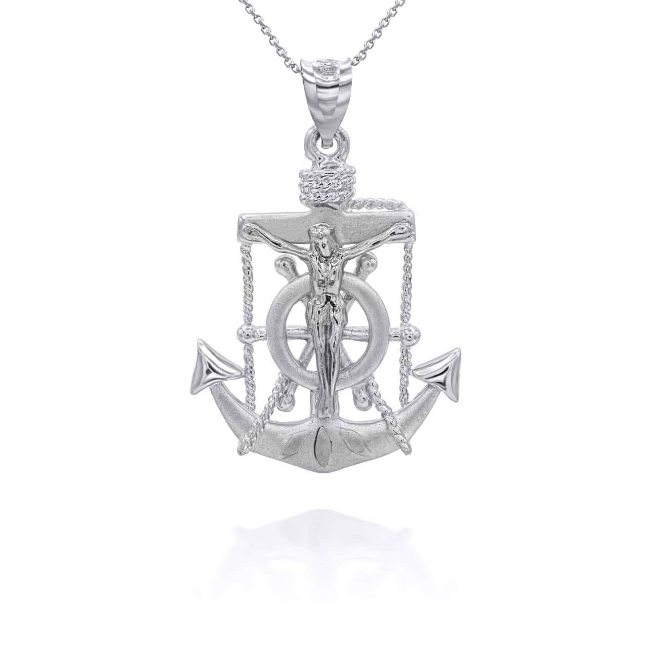 Silver Jesus Mariner Pendants Necklace, view 3