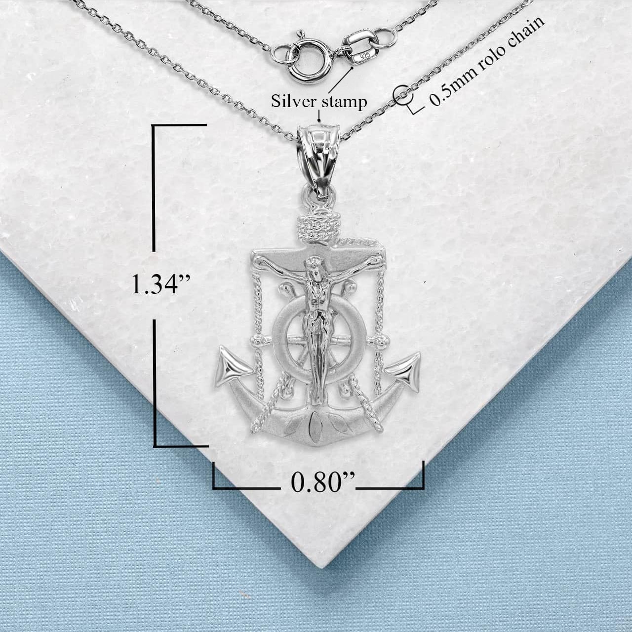 Silver Jesus Mariner Pendants Necklace, view 4