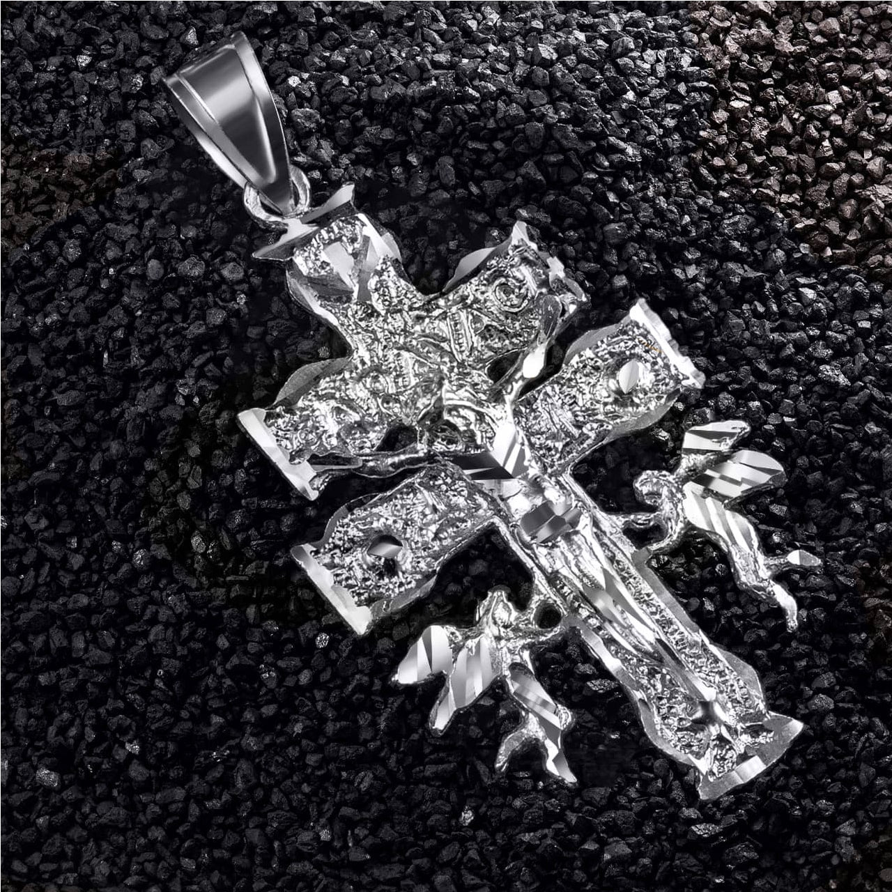 Silver Large Caravaca Cross Crucifix Pendant, view 5
