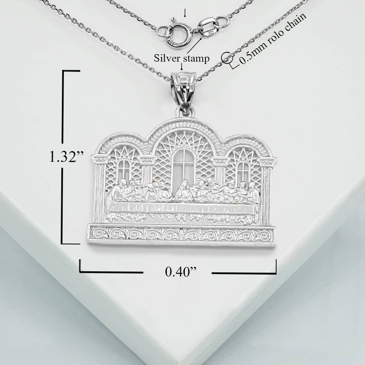 Silver Last Supper Pendant Necklace, view 2