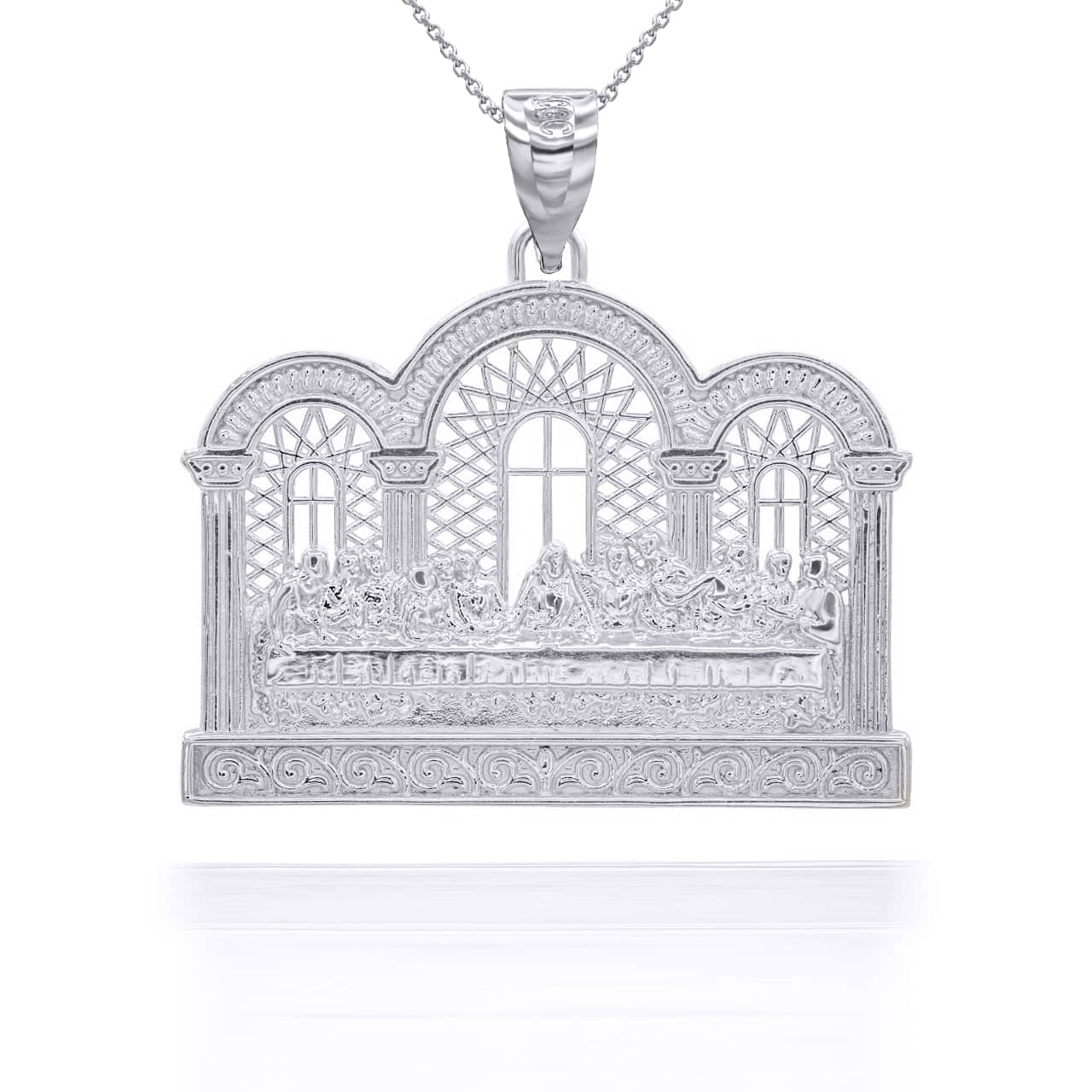 Silver Last Supper Pendant Necklace, view 3