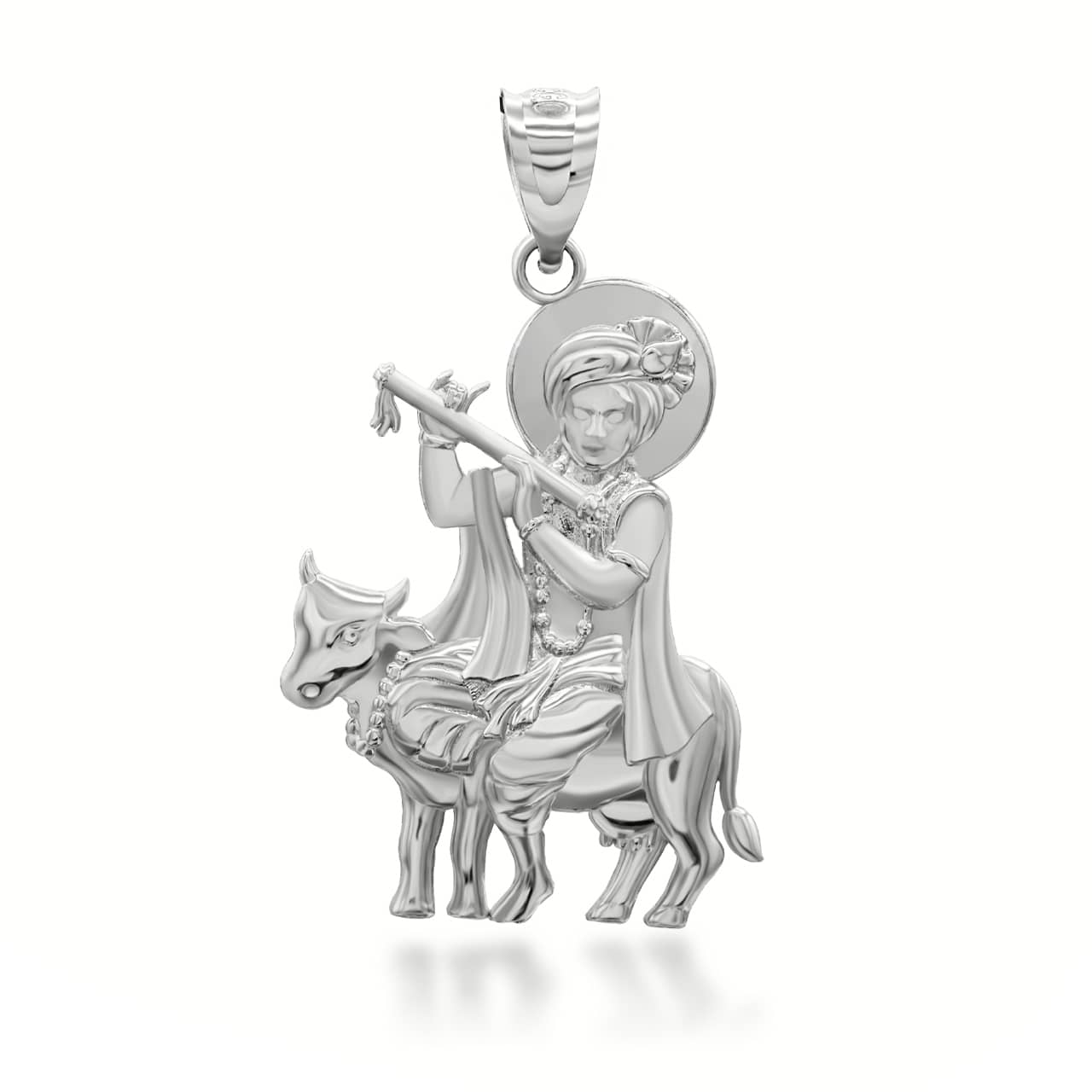 Silver Lord Krishna Hindu Pendant Necklace