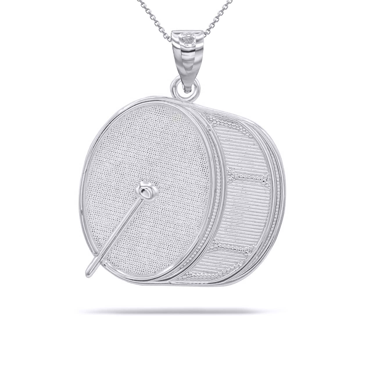 Silver Marching Band Drum Pendant Necklace, view 2