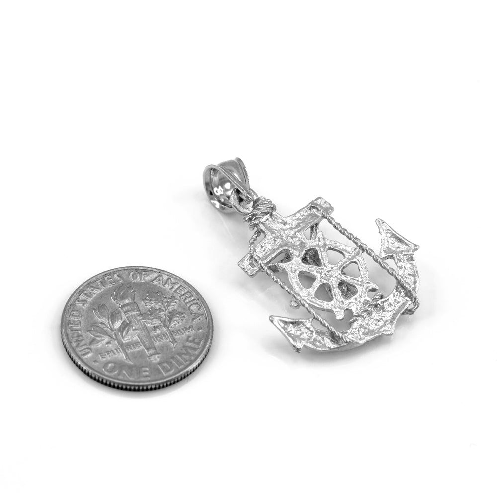 Silver Mariner Crucifix Anchor Cross Pendant Necklace, view 2