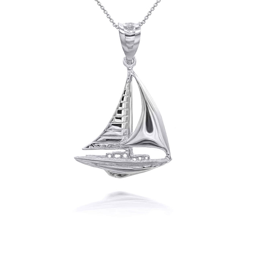 Silver Maritime Sail Boat Nautical Pendant Necklace