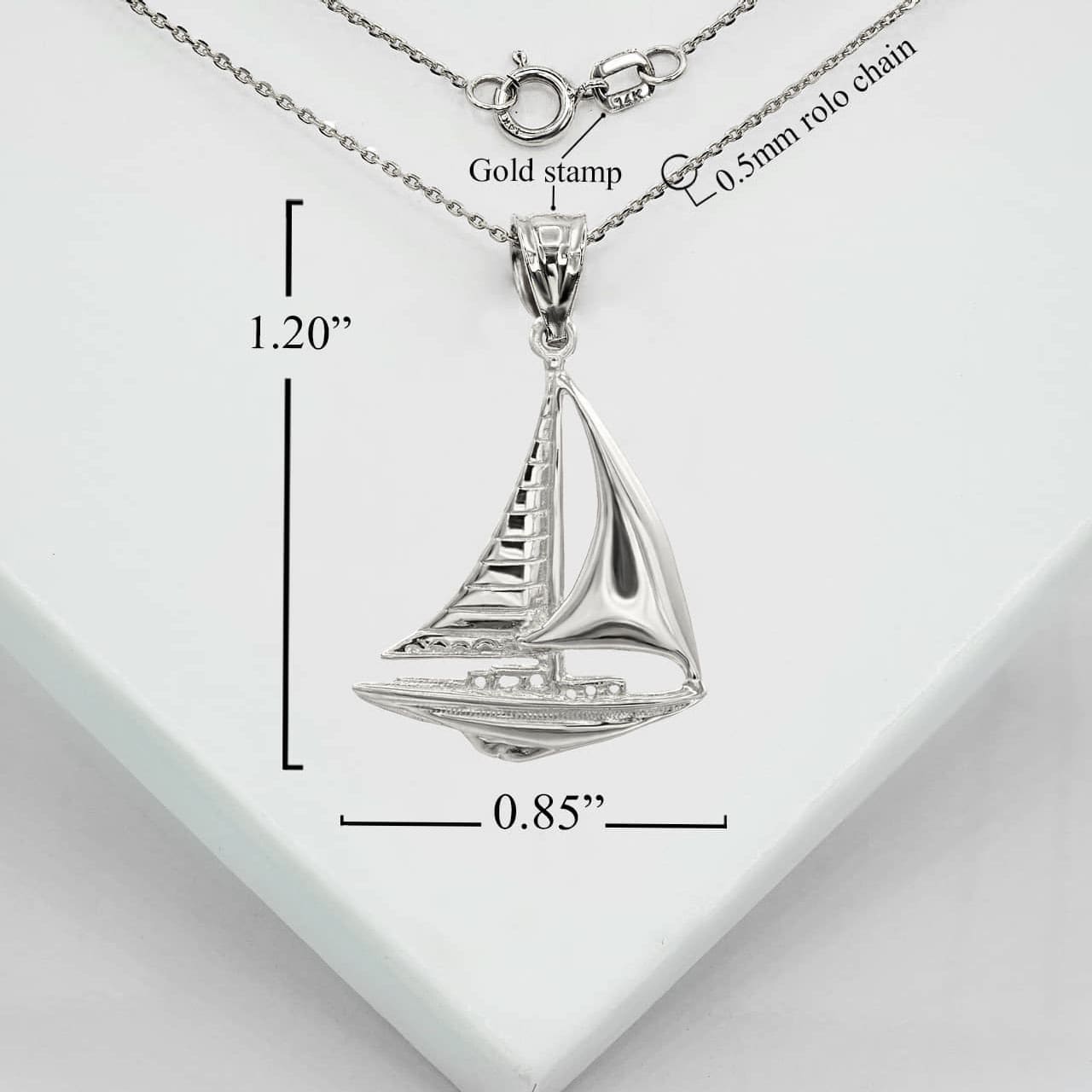 Silver Maritime Sail Boat Nautical Pendant Necklace, view 5
