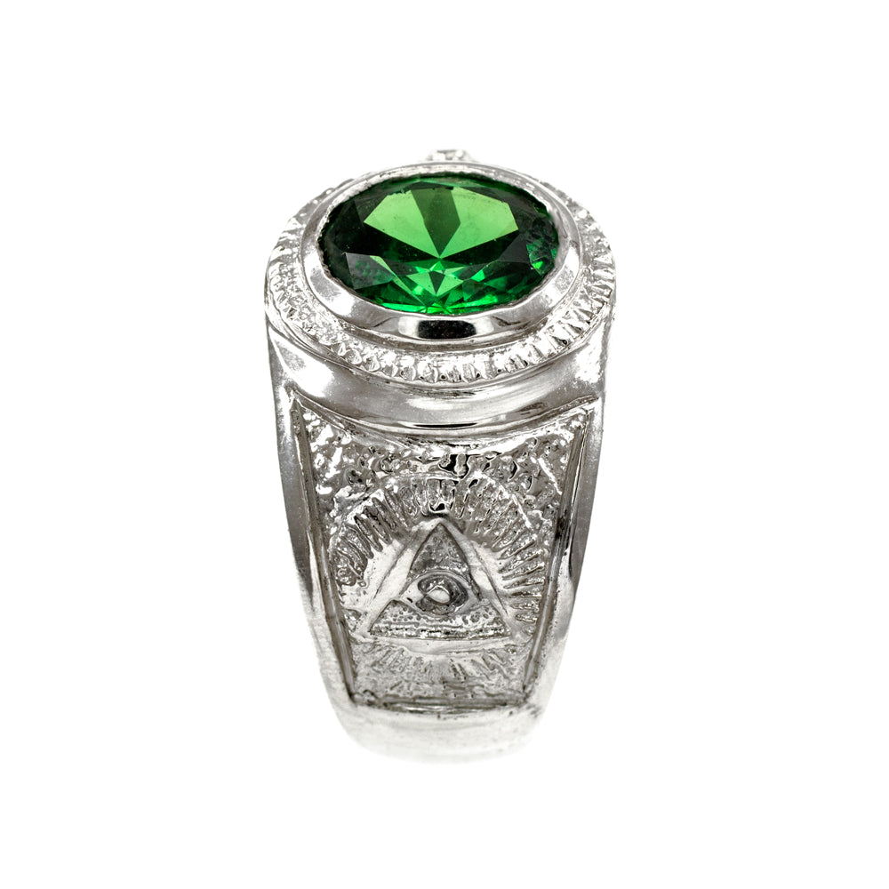 Silver Masonic Men's Birthstone CZ Ring, view 3