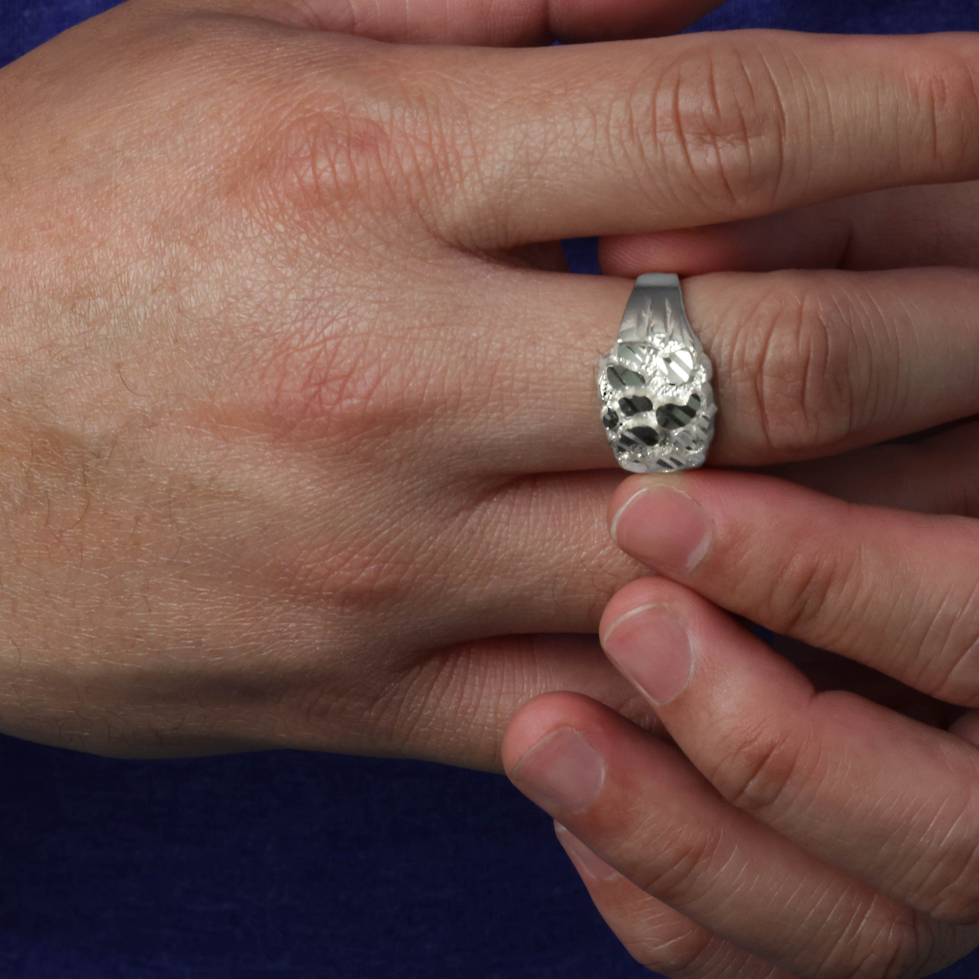 Silver Men's 13 mm Nugget Ring, view 2