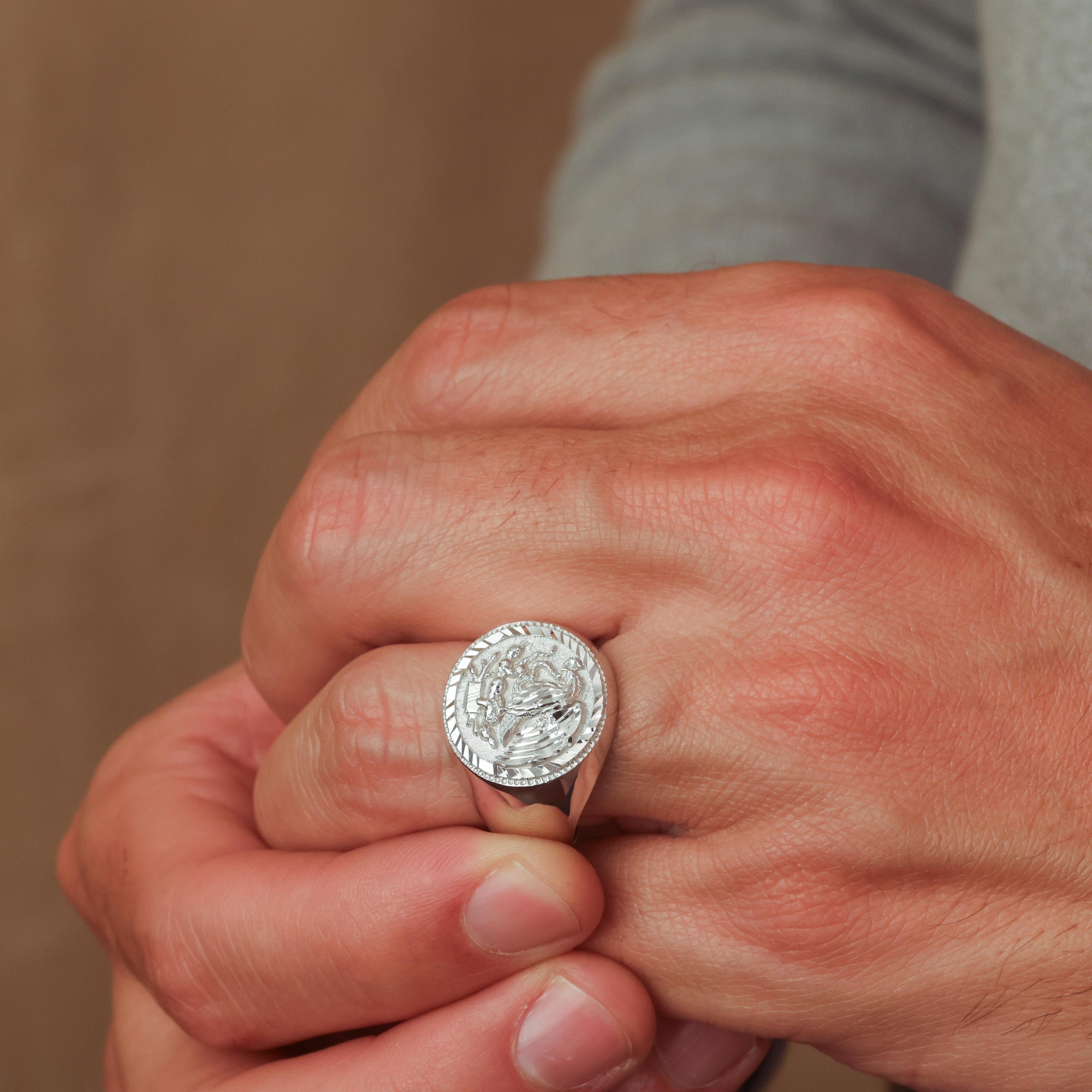 Silver Mexican Eagle Ring, view 2
