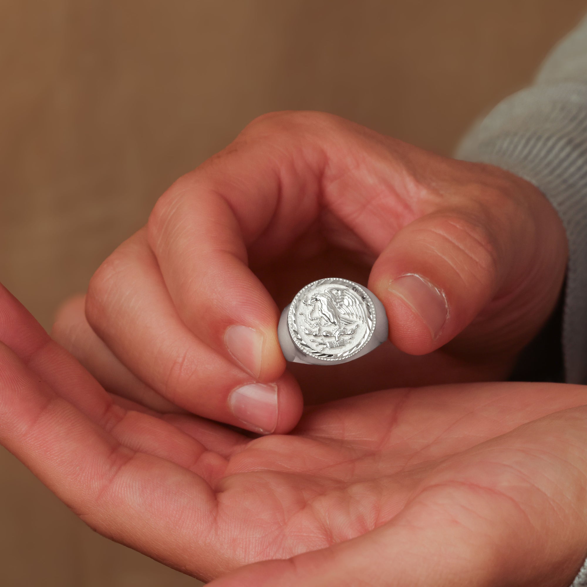 Silver Mexican Eagle Ring, view 3