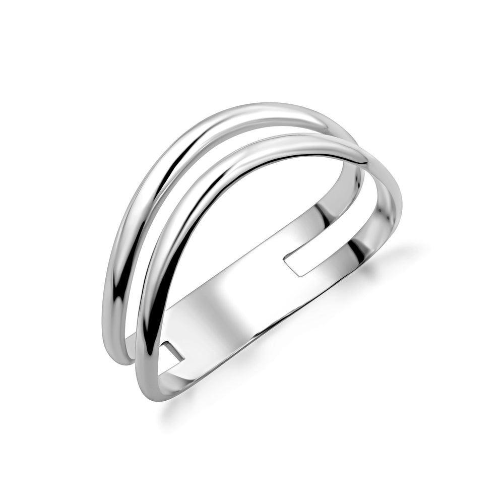 Silver Modern Double Band