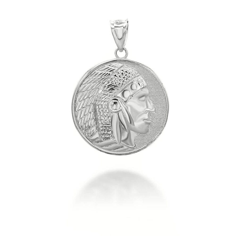 Silver Native American Apache Chief Head Coin Pendant/Necklace