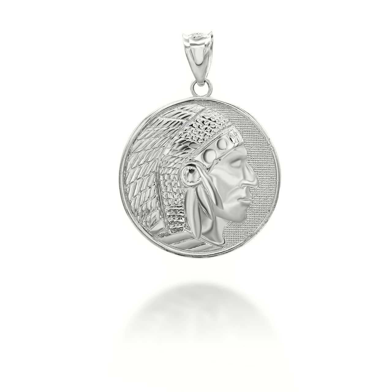 Silver Native American Apache Chief Head Coin Pendant/Necklace