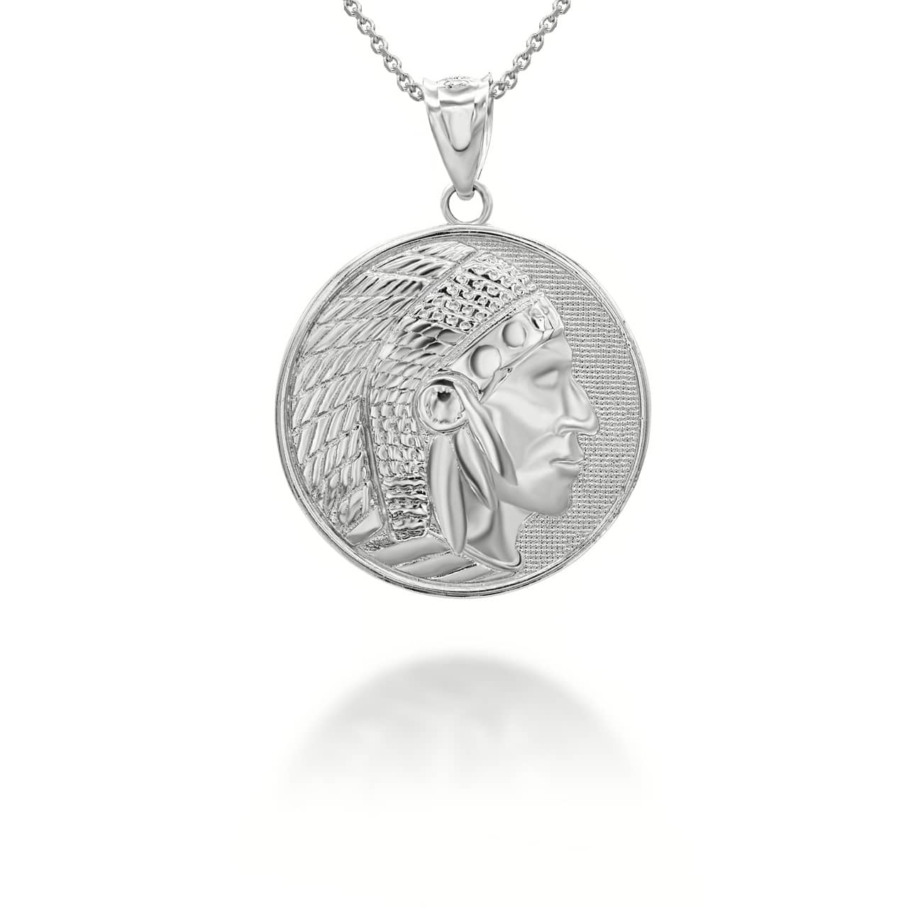 Silver Native American Apache Chief Head Coin Pendant/Necklace, view 2