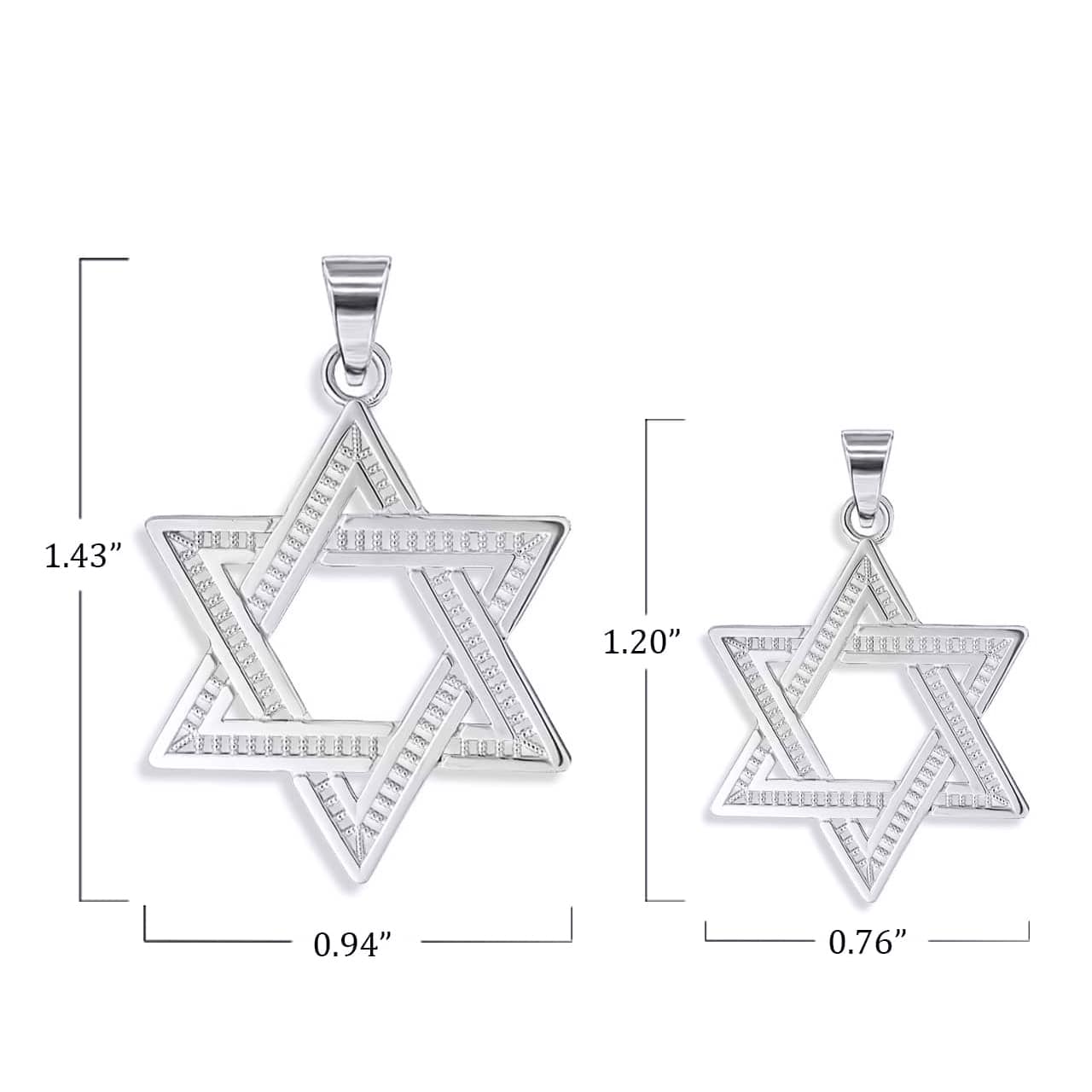 Silver Open Beaded Jewish Star of David Pendant Necklace S,L, view 3