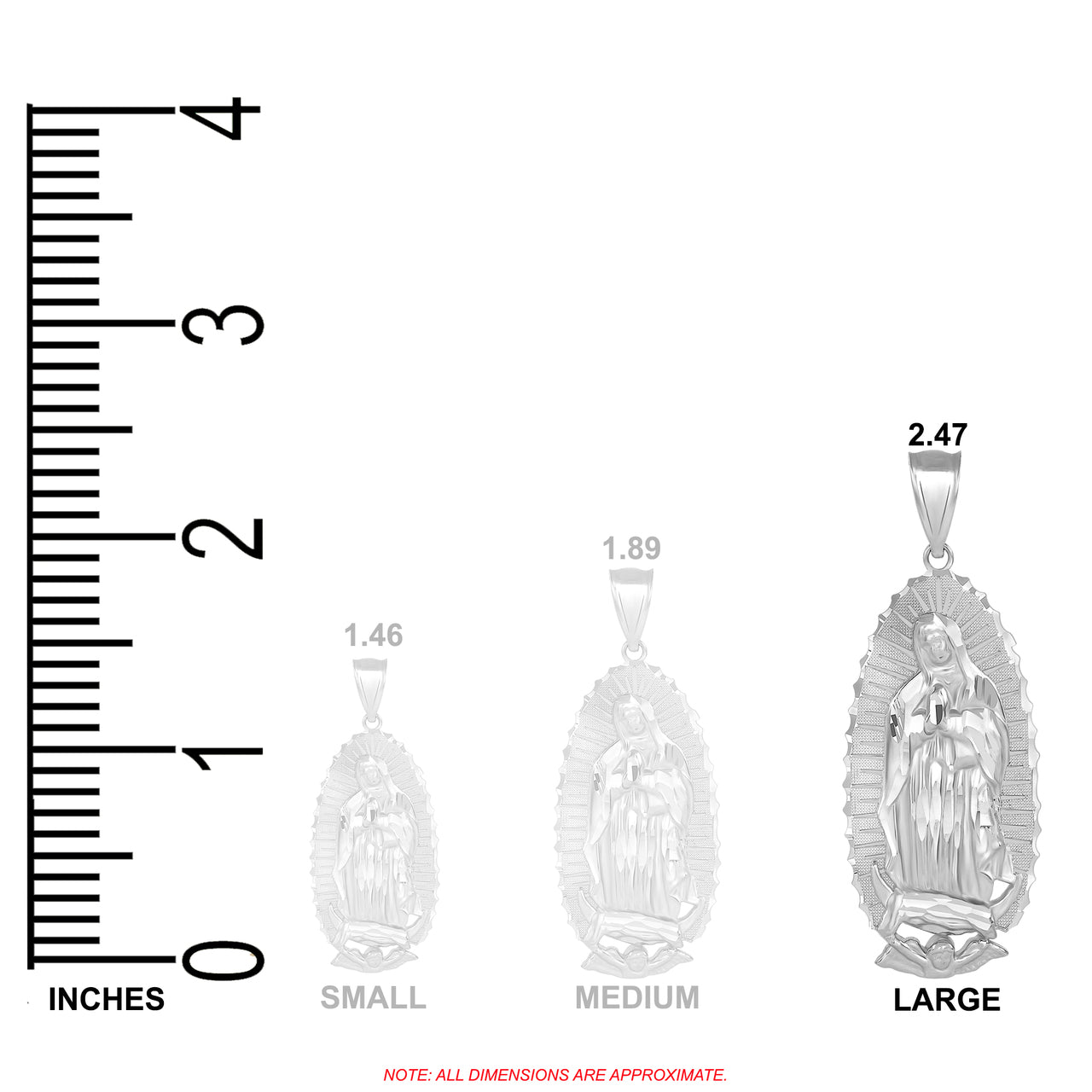 Silver Our Lady of Guadalupe Virgin Mary Necklace (2.47"), view 3