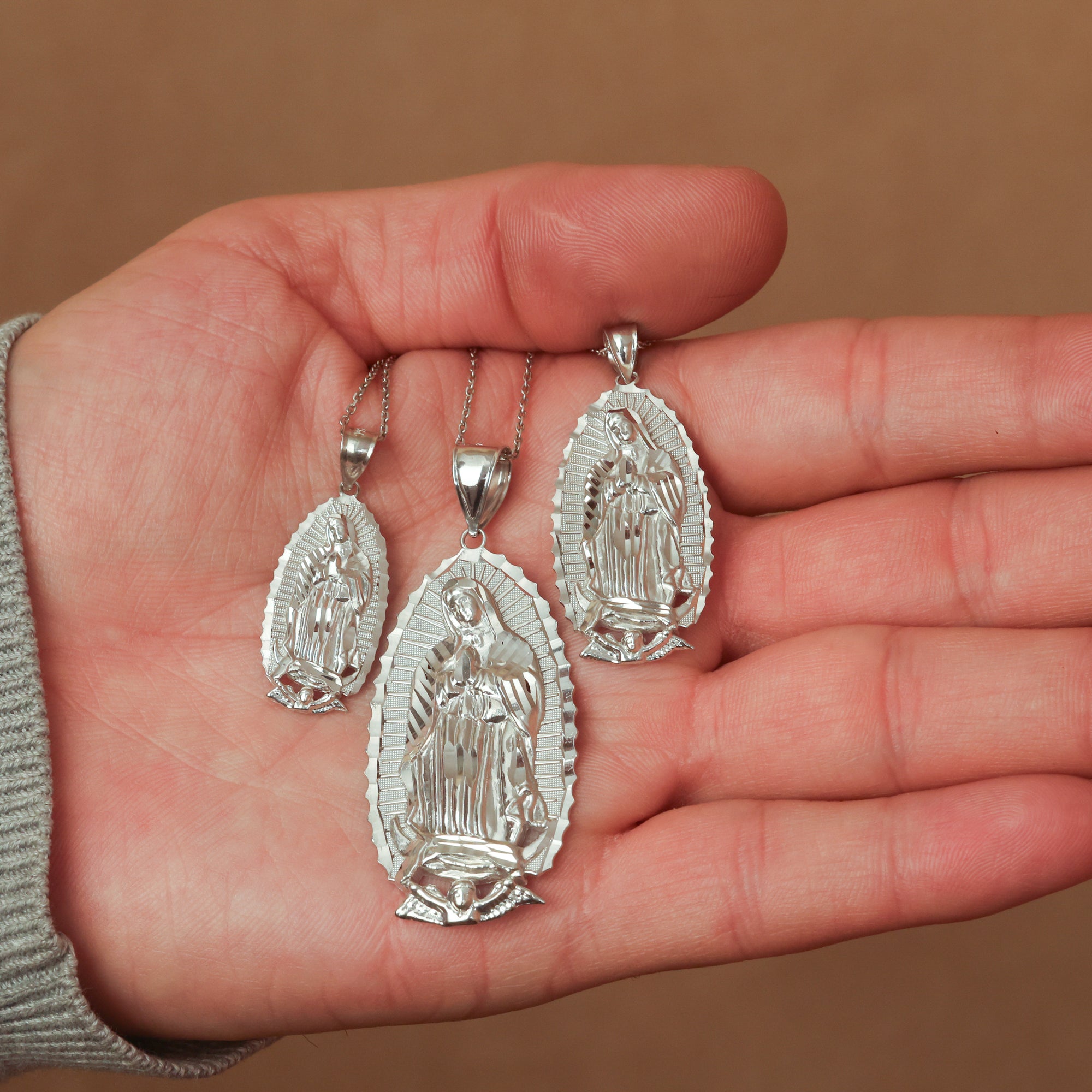 Silver Our Lady of Guadalupe Virgin Mary Necklace (S/M/L), view 4