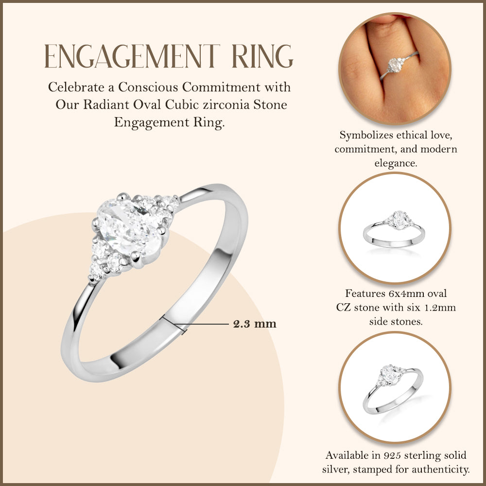 Silver Oval Engagement Ring, view 3