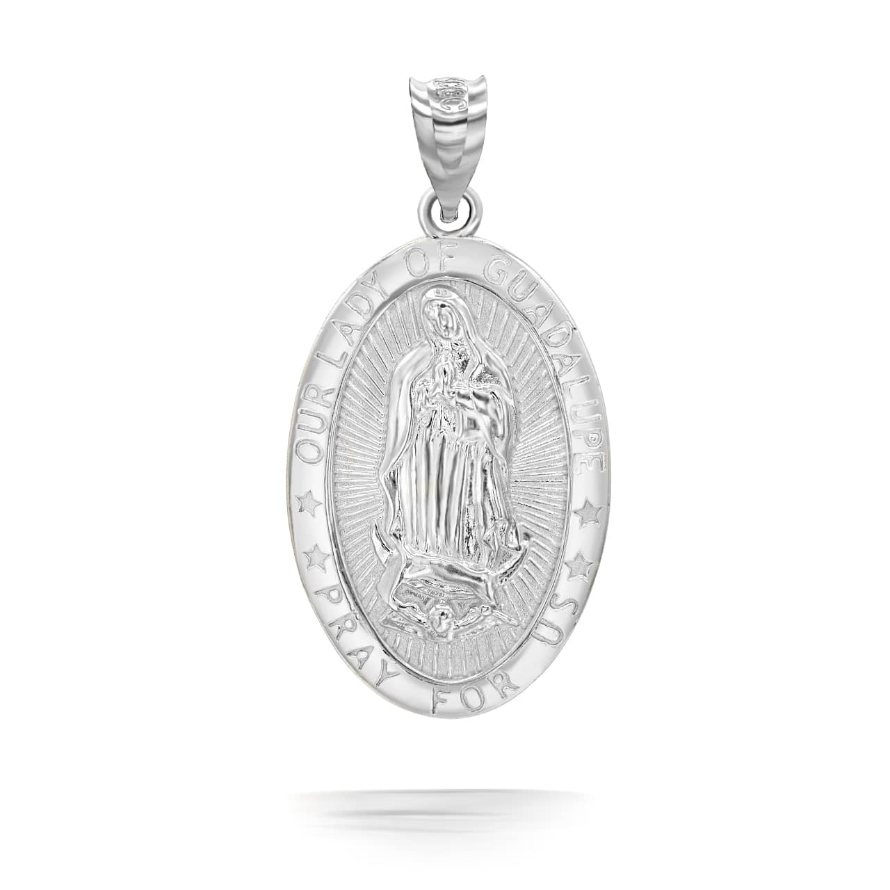 Silver Oval Our Lady of Guadalupe Pendant Necklace