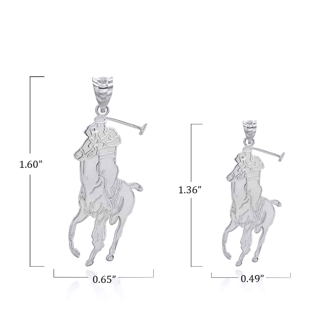 Silver Polo Sport Horse Riding Jockey Pendant Necklace, view 3