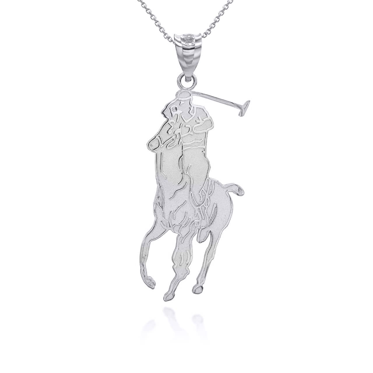 Silver Polo Sport Horse Riding Jockey Pendant Necklace, view 4