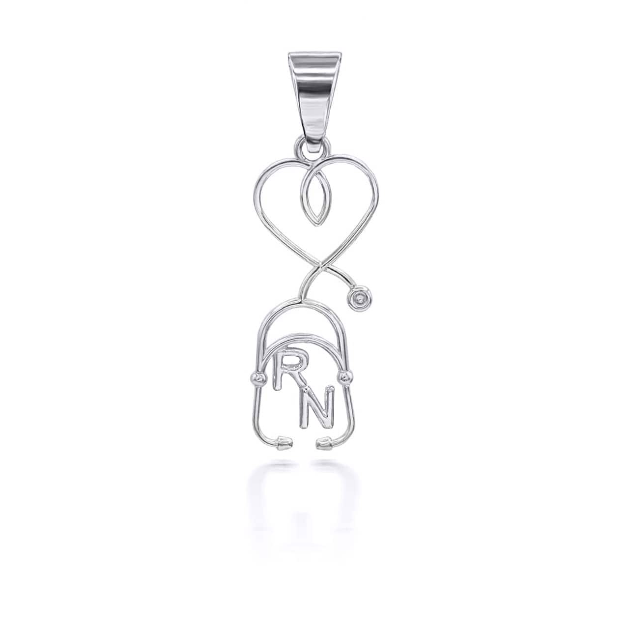 Silver Registered Nurse Stethoscope Pendant Necklace