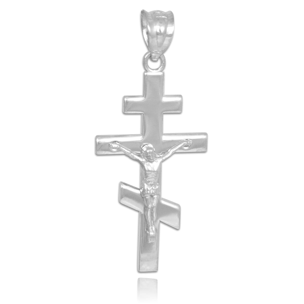 Silver Russian Orthodox Crucifix Pendant Necklace, view 2