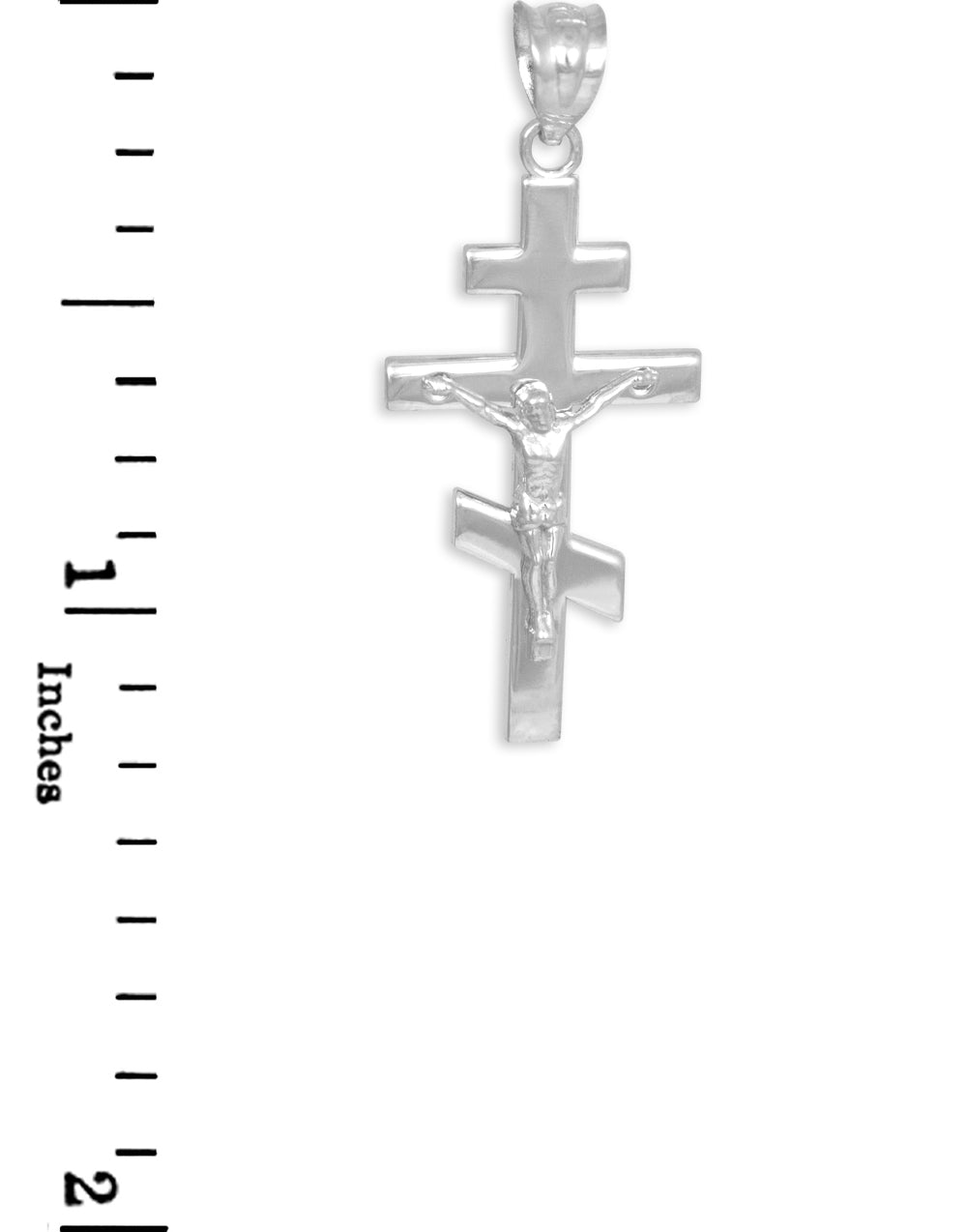 Silver Russian Orthodox Crucifix Pendant Necklace, view 3